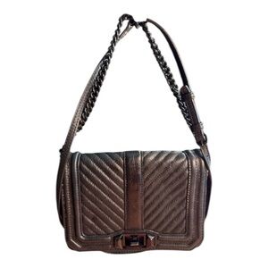 Rebecca Minkoff Love Chevron Quilted Leather Crossbody Bag with Turnlock Classic